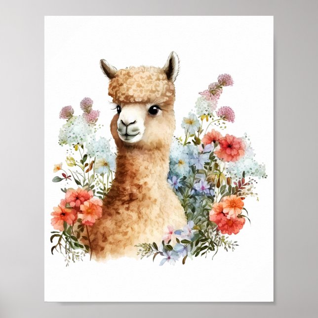 Llama Kinderzimmer Decor Kid's Wall Kunst, Dichtun Poster (Vorne)
