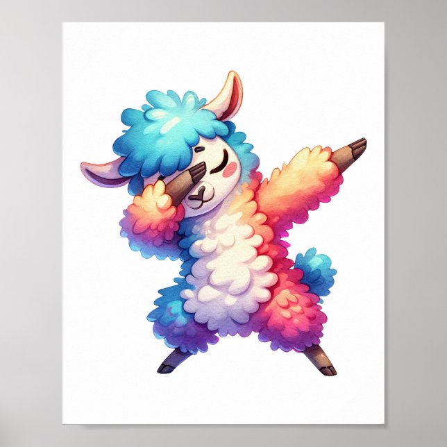Llama Kinderzimmer Decor Kid's Wall Kunst, Dichtun Poster (Vorne)