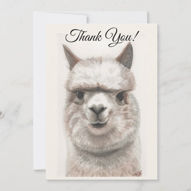 Llama Lächeln Danke Note Card (Vorderseite)
