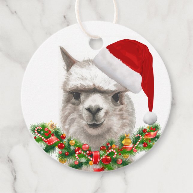 Llama Lächelt Niedliche Weihnachtsfeier personalis Geschenkanhänger (Vorderseite)