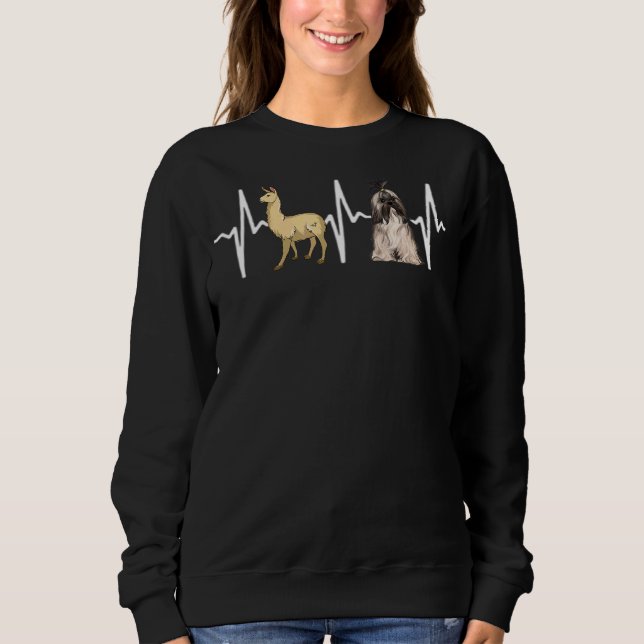 Llama Lhasa Apsos Heartbeat Dog Sweatshirt (Vorderseite)