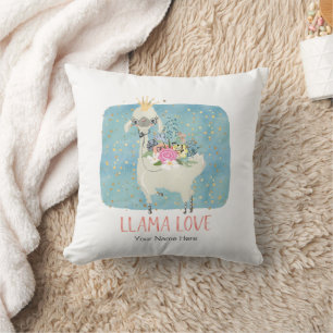 Llama Liebe Crown Watercolor Niedlich Kawaii Adora Kissen