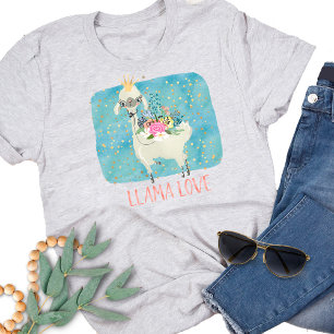 Llama Liebe Crown Watercolor Niedlich Kawaii Adora T-Shirt