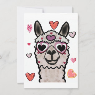 Llama Liebe Herz Valentins Dankeskarte Mitteilungskarte