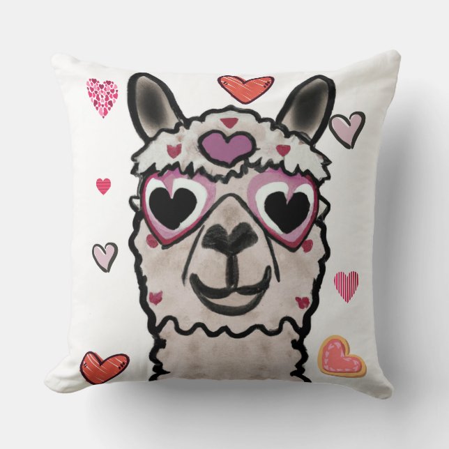 Llama-Liebe hört Valentinin-Wurfkissen Kissen (Vorderseite)
