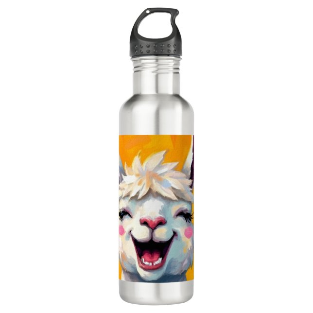 Llama-Liebe in Bloom Edelstahlflasche (Vorderseite)