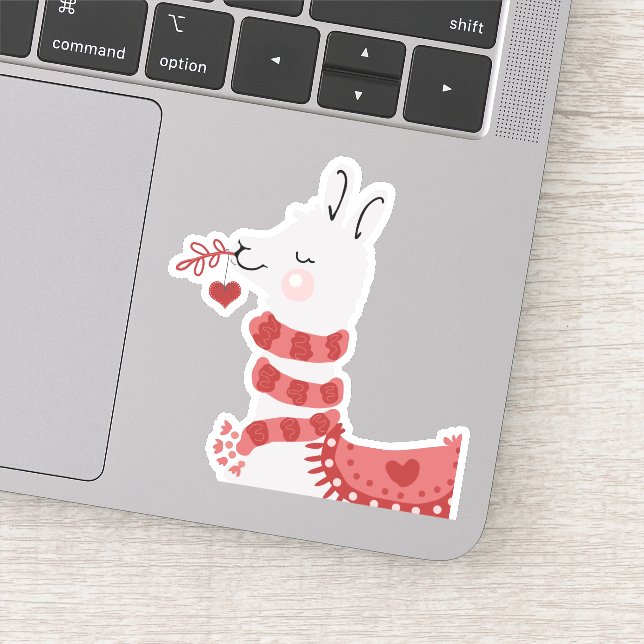 Llama Liebe Niedlich Pink Aufkleber (Detail)