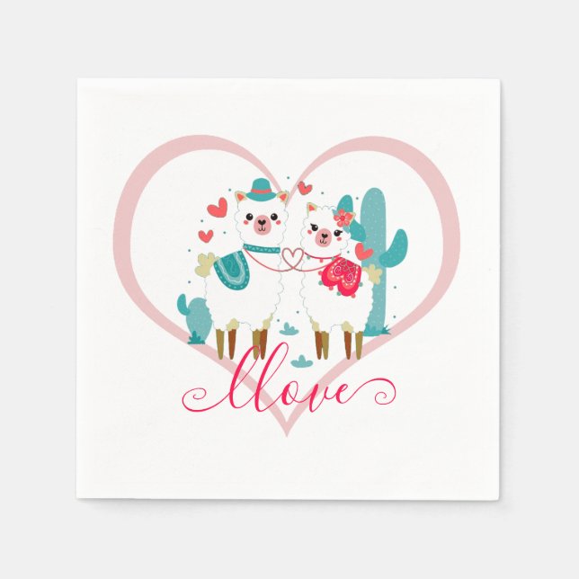 Llama Liebe  Serviette (Vorderseite)