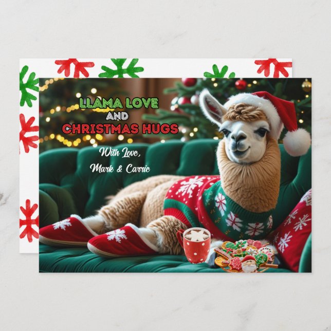 Llama Liebe Weihnachten Hugs Personalisiert (Vorne/Hinten)