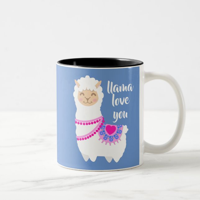 Llama Liebe you Valentine puff Zweifarbige Tasse (Rechts)