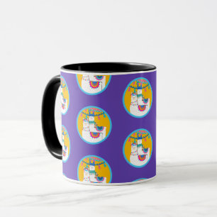 Llama Lila Blau Gelb Bunte Geburtstagsfeier Tasse