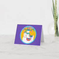 Llama Lila Blue Yellow Colorful Vielen Dank