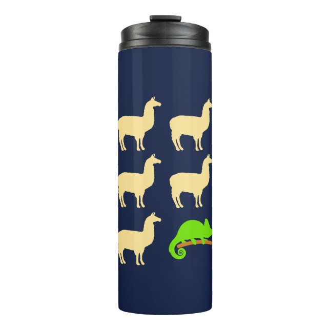 Llama Llama Llama Llama Llama Chameleon Thermosbecher (Vorderseite)
