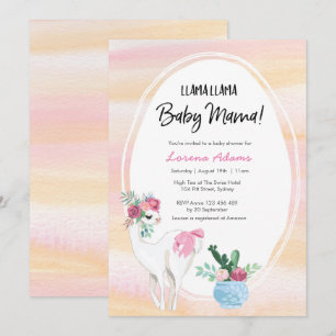 Llama Llama Mama Baby Showeinladung Einladung