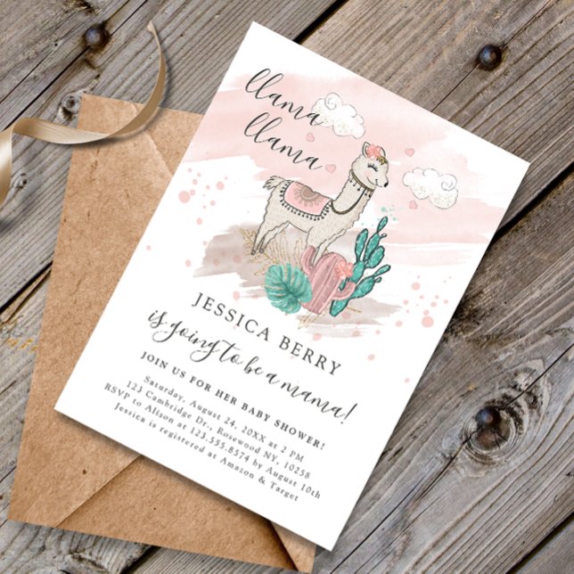 Llama Lllama Baby Mama Baby Dusche Einladung (Von Creator hochgeladen)