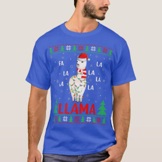 Llama Lover Xmas Lights Ugly Fa La Llama Christ T-Shirt