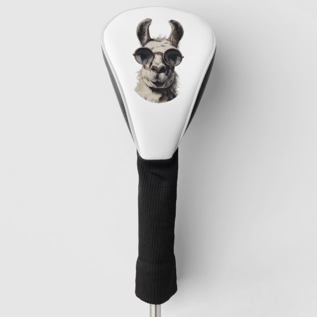 Llama Lustiges Gesicht Golf Headcover (Vorderseite)