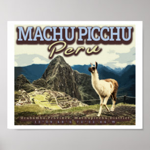 LLAMA - MACHU PICCHU PERU POSTER