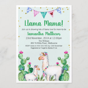 Llama Mama Babydusche Einladung