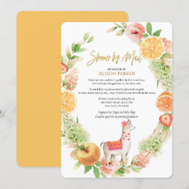Llama Mama Floral Greenery Baby Shower by Mail Einladung