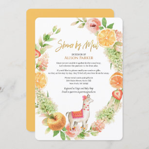 Llama Mama Floral Greenery Baby Shower by Mail Einladung