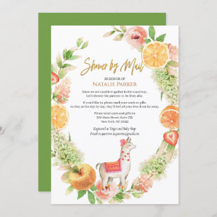 Llama Mama Floral Greenery Baby Shower by Mail Einladung