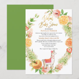 Llama Mama Floral Greenery Virtual Baby Shower Einladung