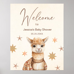 Llama Mama Retro Vintage Babyparty Willkommen Poster