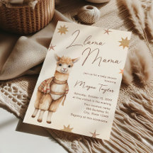Llama Mama Vintage Beige Babyparty-Einladung