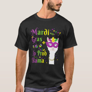 Llama Mardi Gras Kein ProbLlama Alpaka Fat Tuesda T-Shirt