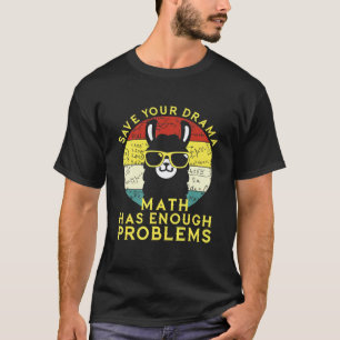 Llama-Mathe-Lehrer Vintage-Rettung vor Dramma T-Shirt