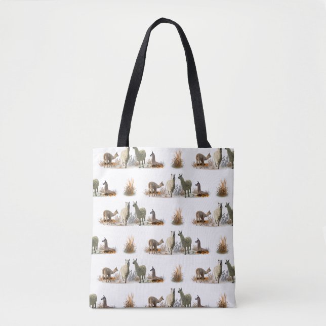 Llama Meadow All Over Print Bag (Farbe auswählen) (Vorderseite)