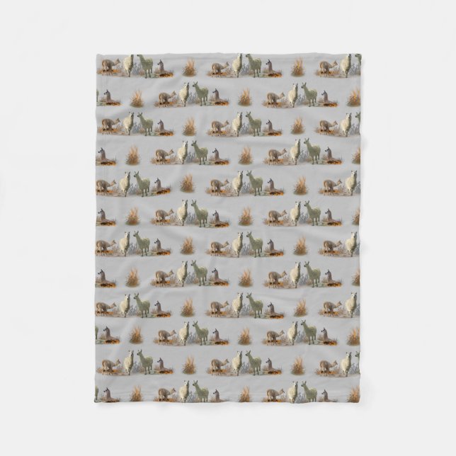 Llama Meadow Fleece Blanket (grau) (Vorderseite)