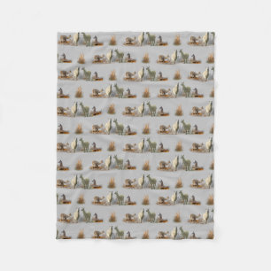 Llama Meadow Fleece Decke (Grau)