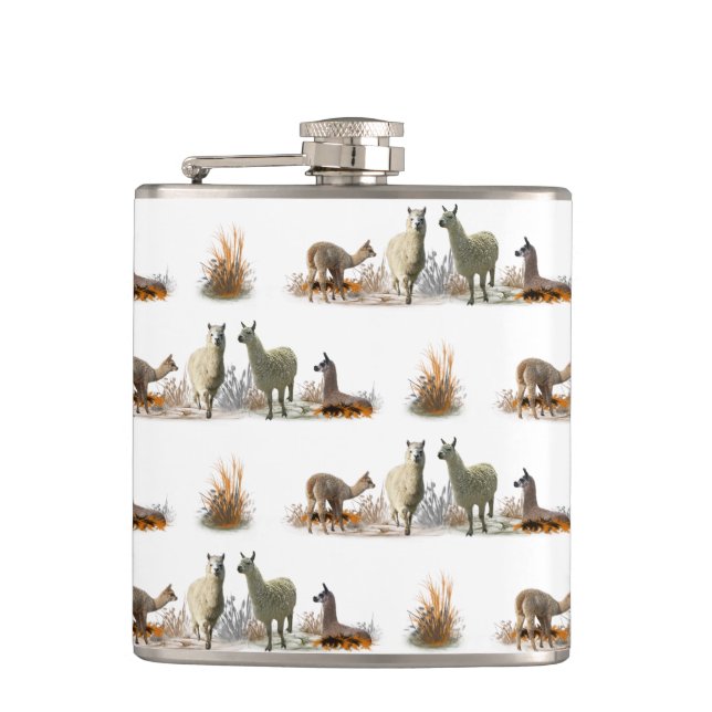 Llama Meadow Hip Flask (Farbe wählen) Flachmann (Vorderseite)