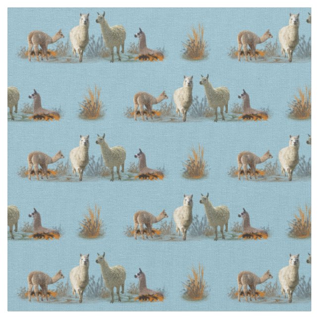 Llama Meadow Stoff (Hell Türkis) (Nahaufnahme)