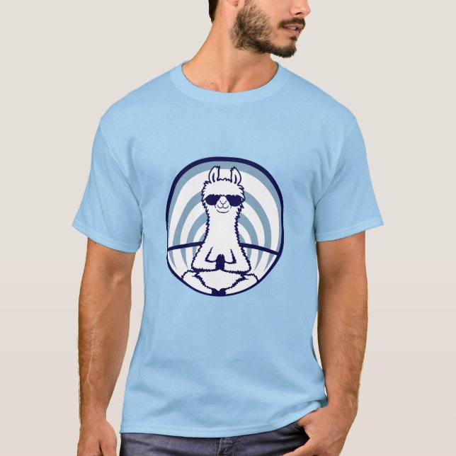 Llama Meditating Yoga Pose Sunglasses Calm Alpaca  T-Shirt (Vorderseite)