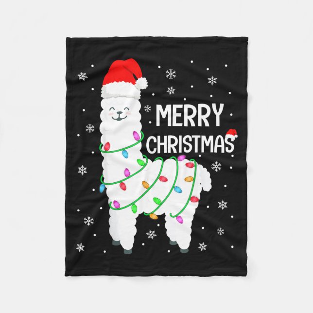 Llama Merry Christmas Kids Funny Llama Christmas L Fleecedecke (Vorderseite)