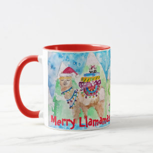 Llama Merry Llamamas Blauer Weihnachtsfest Tasse