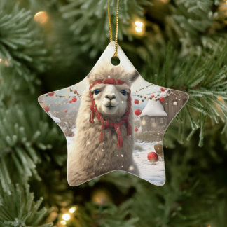 Llama Merry Weihnachtsschmuck, Pet Lover Geschenk Keramik Ornament
