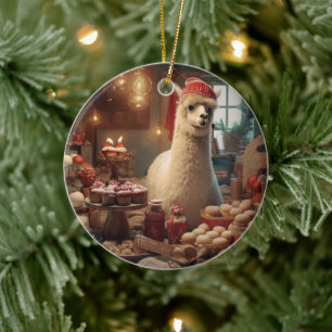 Llama Merry Weihnachtsschmuck, Pet Lover Geschenk Keramik Ornament