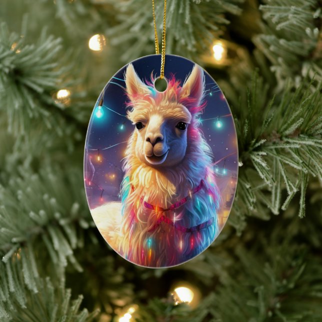 Llama Merry Weihnachtsschmuck, Pet Lover Geschenk Keramik Ornament (Baum)