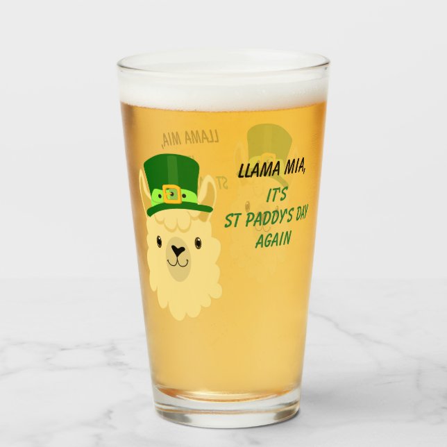 Llama Mia St Paddy's Day Glas (Vorne (Gefüllt))