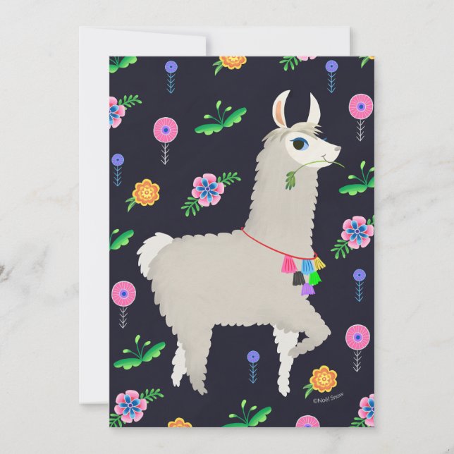 Llama mit Blume DIY Blank Einladung (Vorderseite)