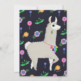 Llama mit Blume DIY Blank Einladung