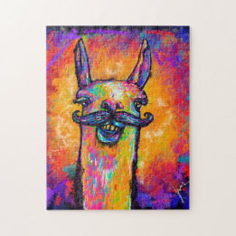 Llama mit einem Mustache - Art Puzzle 11x14