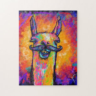 Llama mit einem Mustache - Art Puzzle 11x14