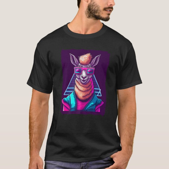Llama mit Sonnenbrille T-Shirt (Vorderseite)