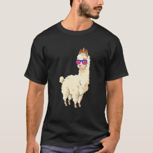 Llama mit Sonnenbrille und Crown England Flagge T-Shirt