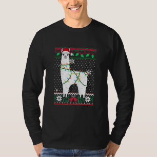 Llama mit Weihnachtslicht Ugus Weihnachtskraut T-Shirt